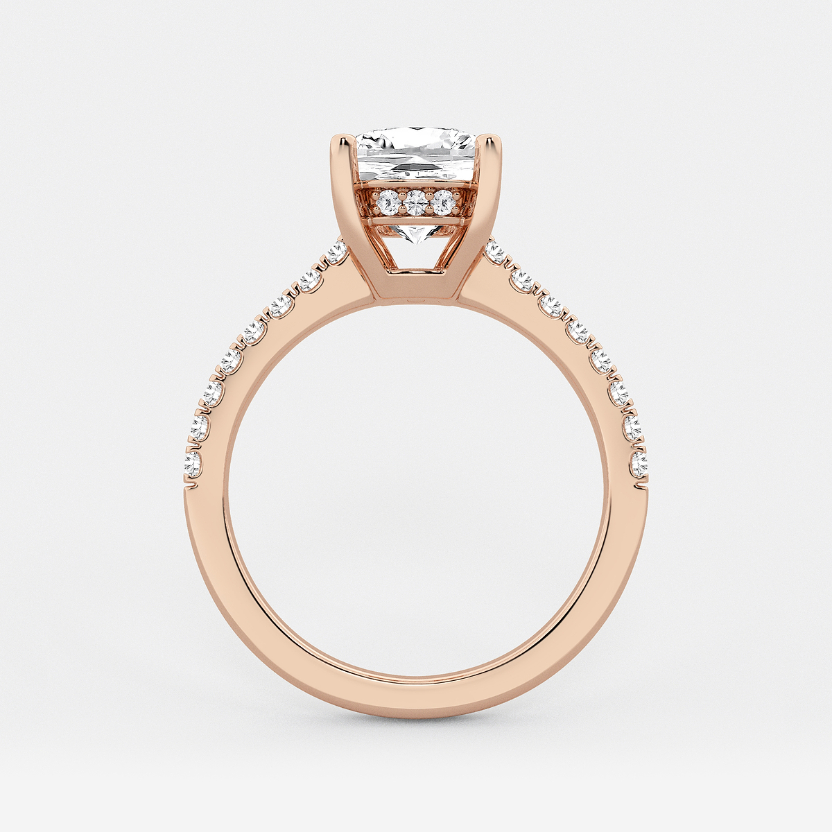 Additional Image 1 for  3 1/3 ctw Elongated Cushion Lab Grown Diamond Hidden Halo Engagement Ring